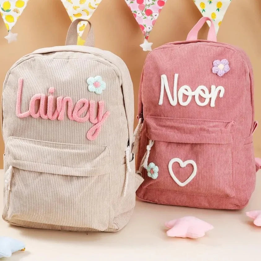 Personalisiertes Kinder Rucksäckchen aus Cord – Mit Namensaufdruck