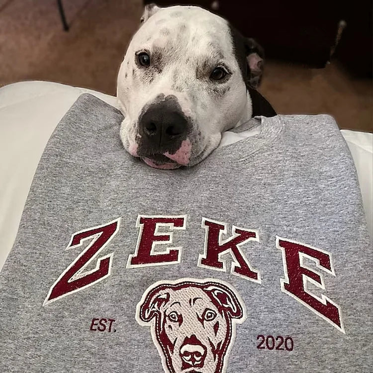 Individuell besticktes Personalisiertes besticktes Sweatshirt mit Haustiernamen, individuelles Hundegesicht, Kapuzenpullover, Geschenk für Haustierliebhaber