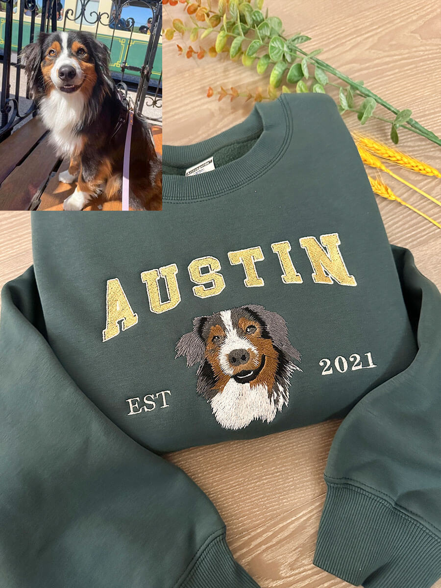 Personalisierte Geschenke Hund Benutzerdefiniertes Haustier-Stickerei-Sweatshirt für Tierliebhaber