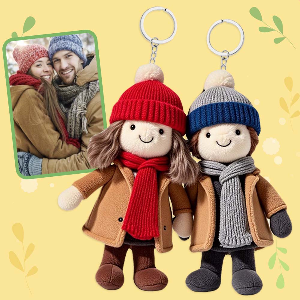 Personalisierter Schlüsselanhänger mit Urlaubsfoto, Plüschpuppe, Geschenk für Mama