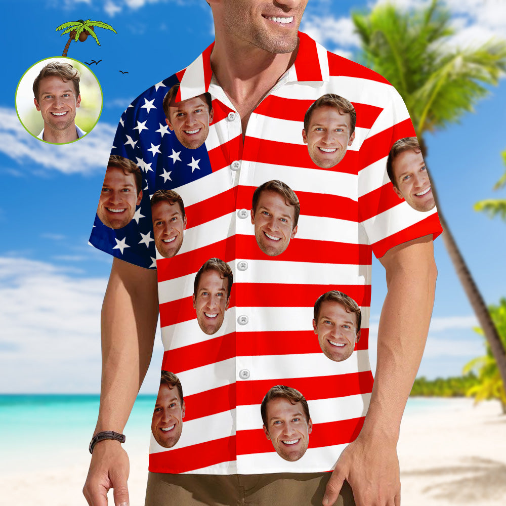 Custom Face Shirt Herren Blatt Hawaiihemd Nationalflagge