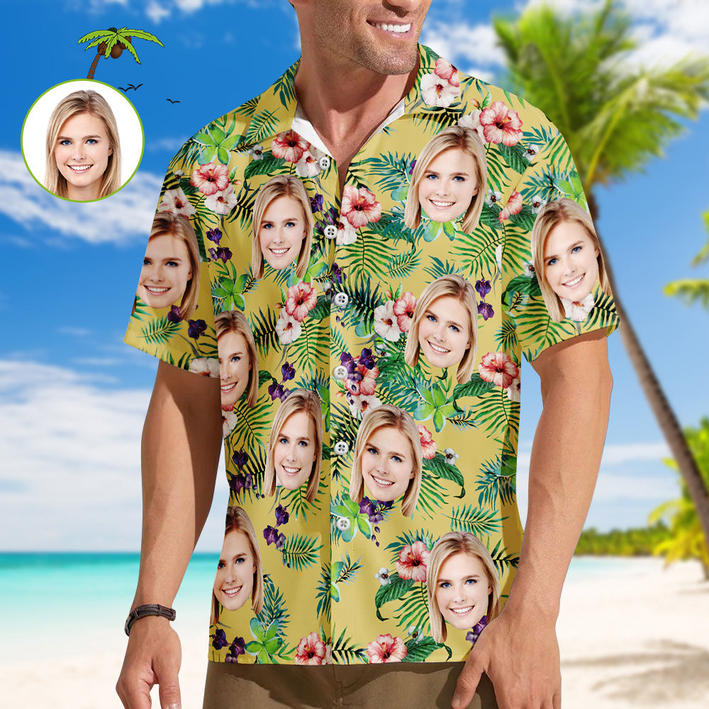 Personalisiertes Hawaii-Hemd, individuelles Gesichts-Shirt, Modebekleidung