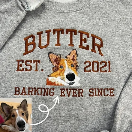Individuell besticktes Personalisiertes besticktes Sweatshirt mit Haustiernamen, individuelles Hundegesicht, Kapuzenpullover, Geschenk für Haustierliebhaber