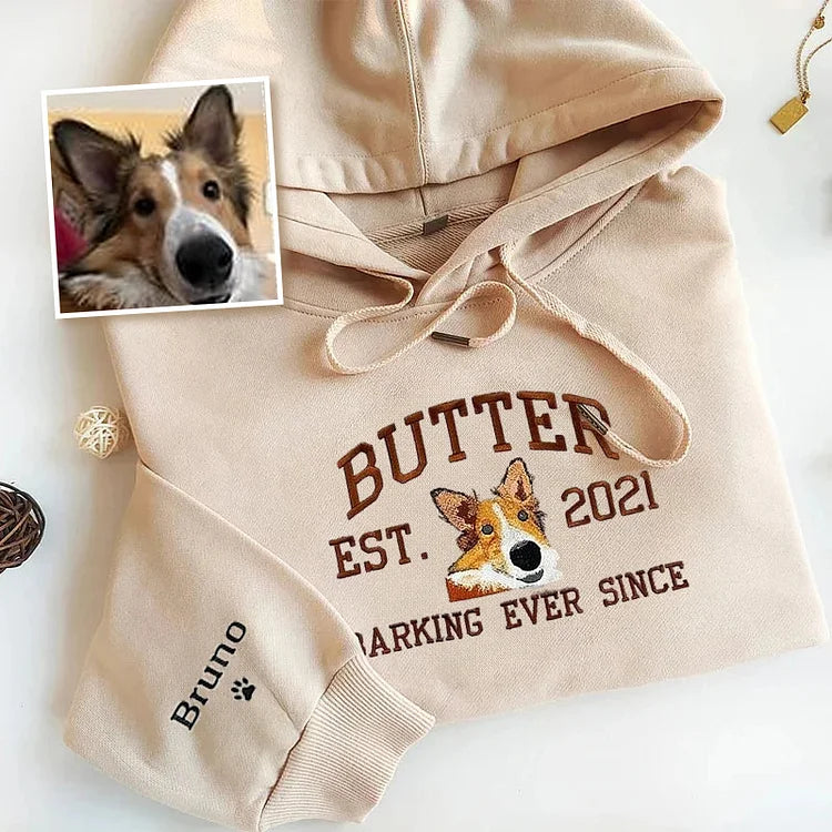 Individuell besticktes Personalisiertes besticktes Sweatshirt mit Haustiernamen, individuelles Hundegesicht, Kapuzenpullover, Geschenk für Haustierliebhaber