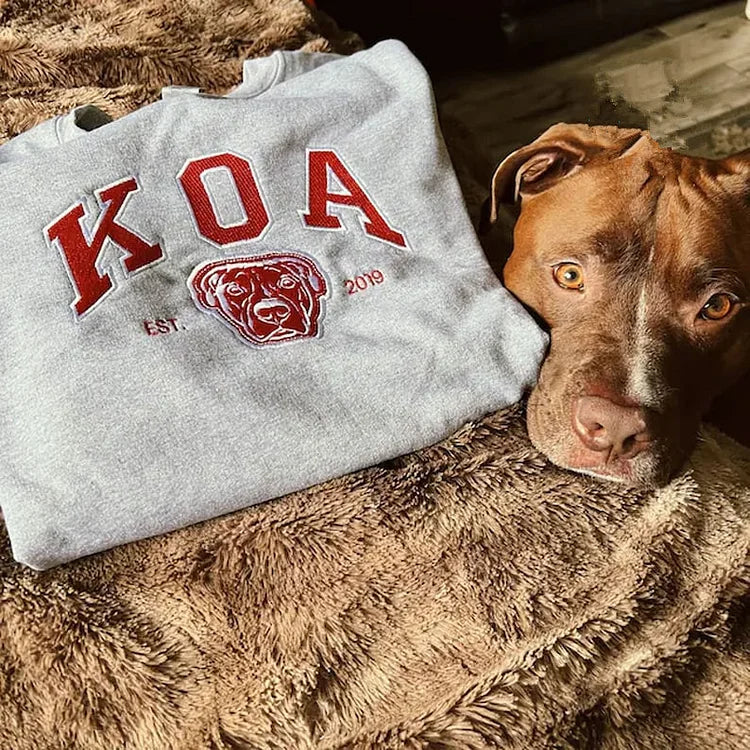 Individuell besticktes Personalisiertes besticktes Sweatshirt mit Haustiernamen, individuelles Hundegesicht, Kapuzenpullover, Geschenk für Haustierliebhaber