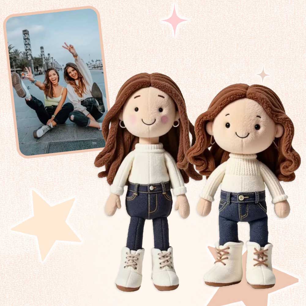 Personalisierter Schlüsselanhänger mit Familienfoto-Plüschpuppe – Weihnachtsgeschenk