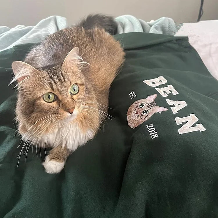 Individuell besticktes Personalisiertes besticktes Sweatshirt mit Haustiernamen, individuelles Hundegesicht, Kapuzenpullover, Geschenk für Haustierliebhaber