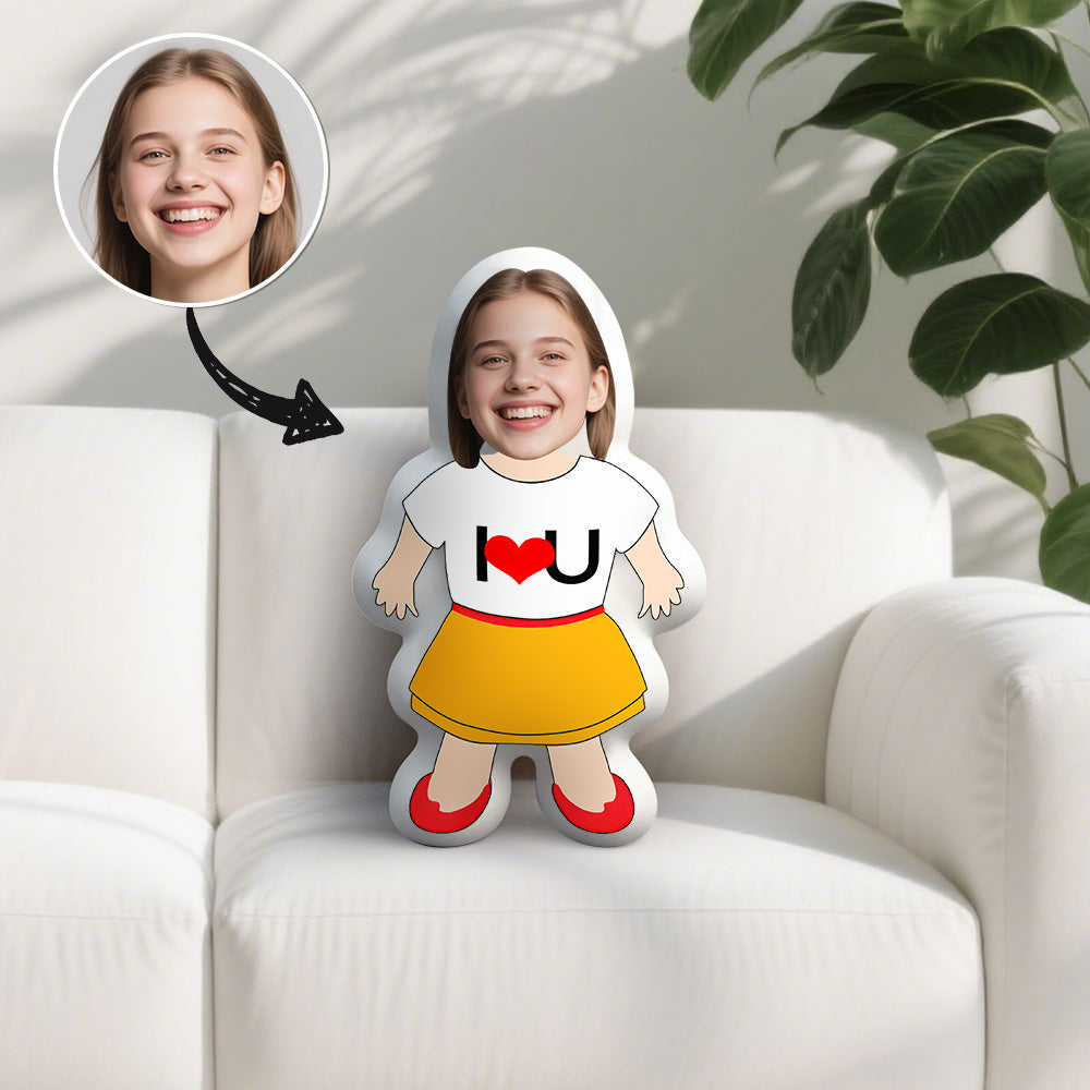 Personalisierbares "Ich liebe dich"-Fotokissen mit Gesicht, beidseitiger Druck, versteckter Reißverschluss, hochwertiges Geschenk für viele Anlässe