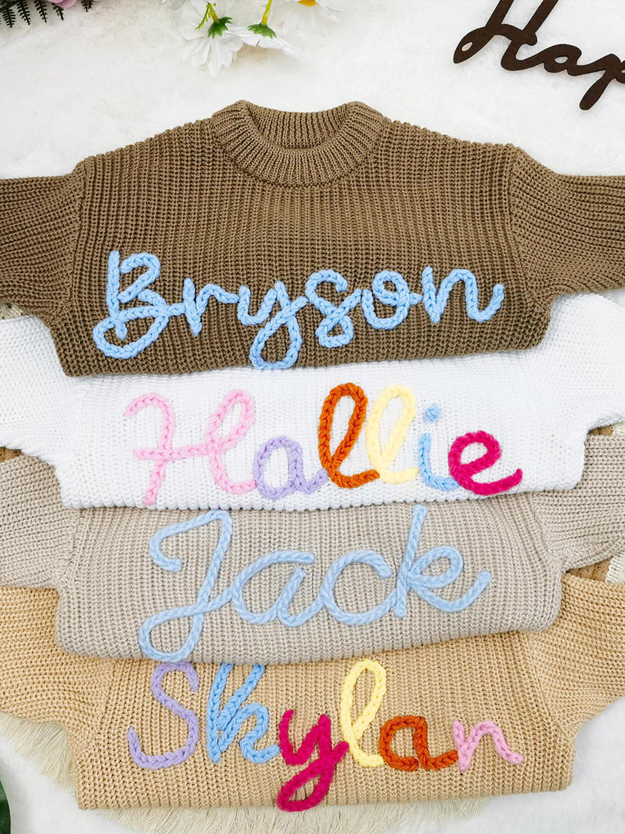 Weihnachts-/Babyparty-Geschenk – Personalisierter Namenspullover für Kleinkinder, gemütlich & festlich