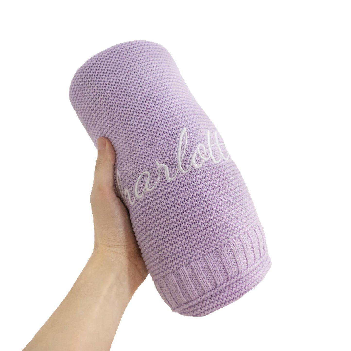 Personalisierte Babydecke mit besticktem Namen - Weiche Baumwoll-Strickdecke für Kinderwagen & Krabbelteppich