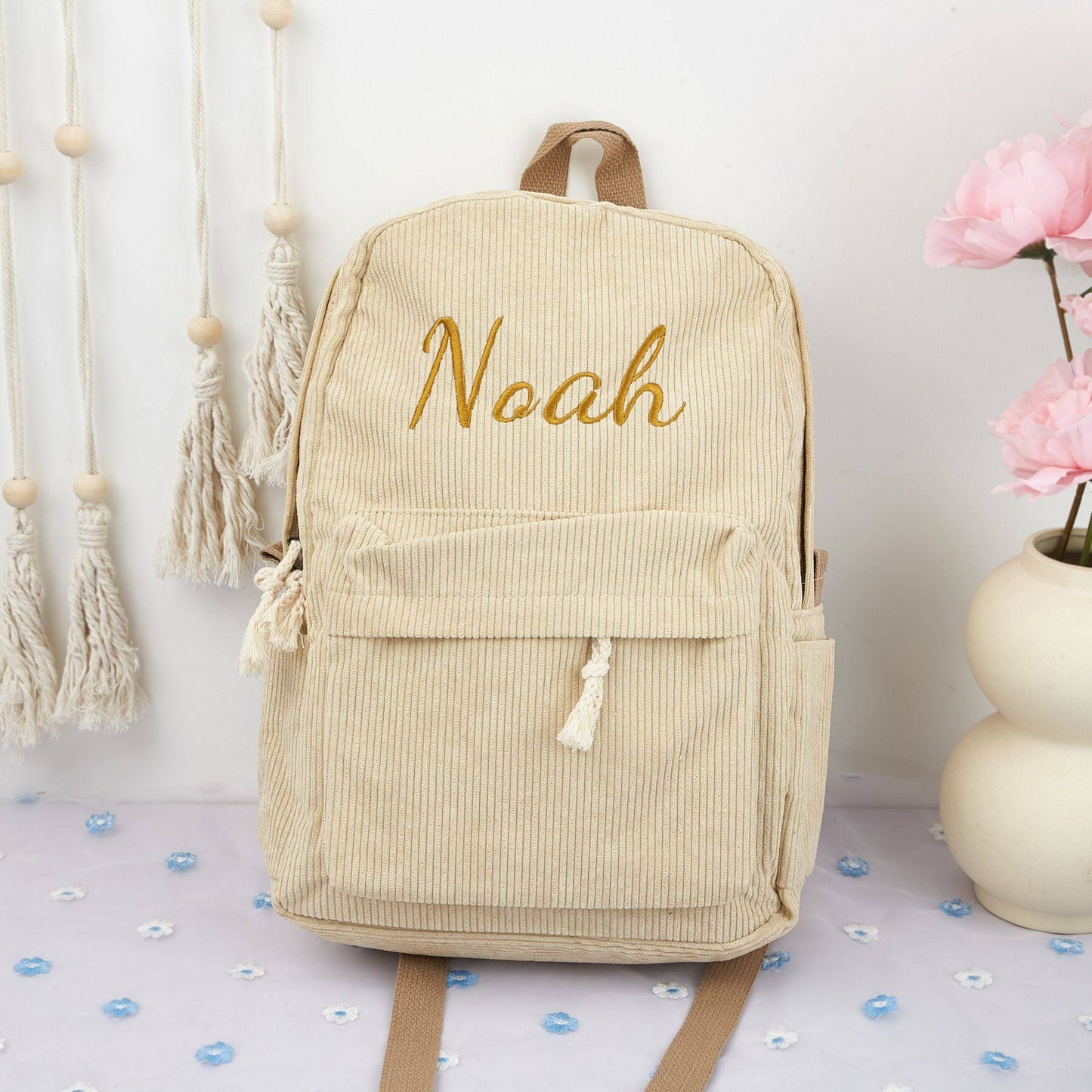 Rucksack aus Weichem Cord für Kinder – Mit personalisiertem Namenszug