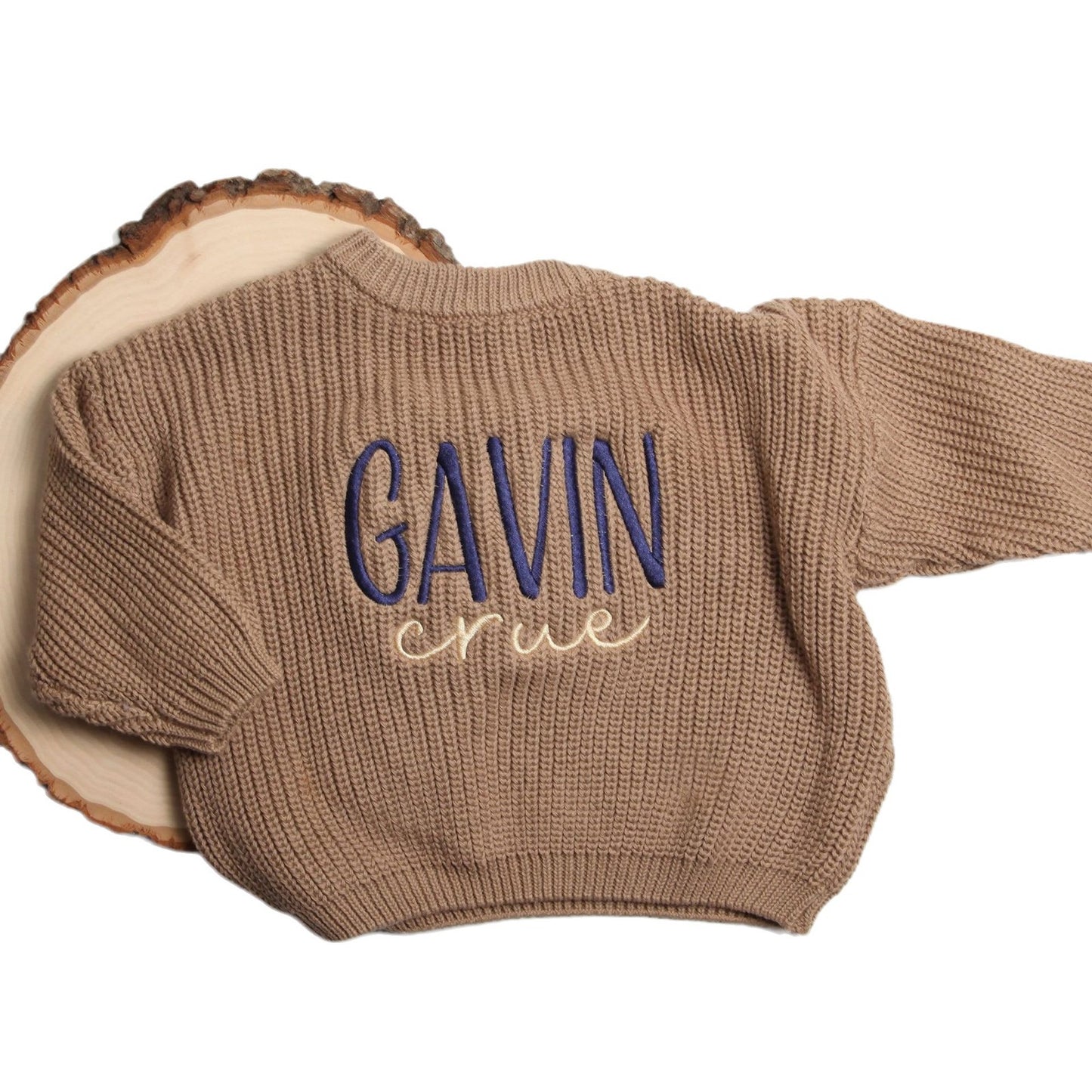 Weicher Strickpullover für Babys – Pullover mit individuell besticktem Namen für gemütliche Kleinkinder-Outfits