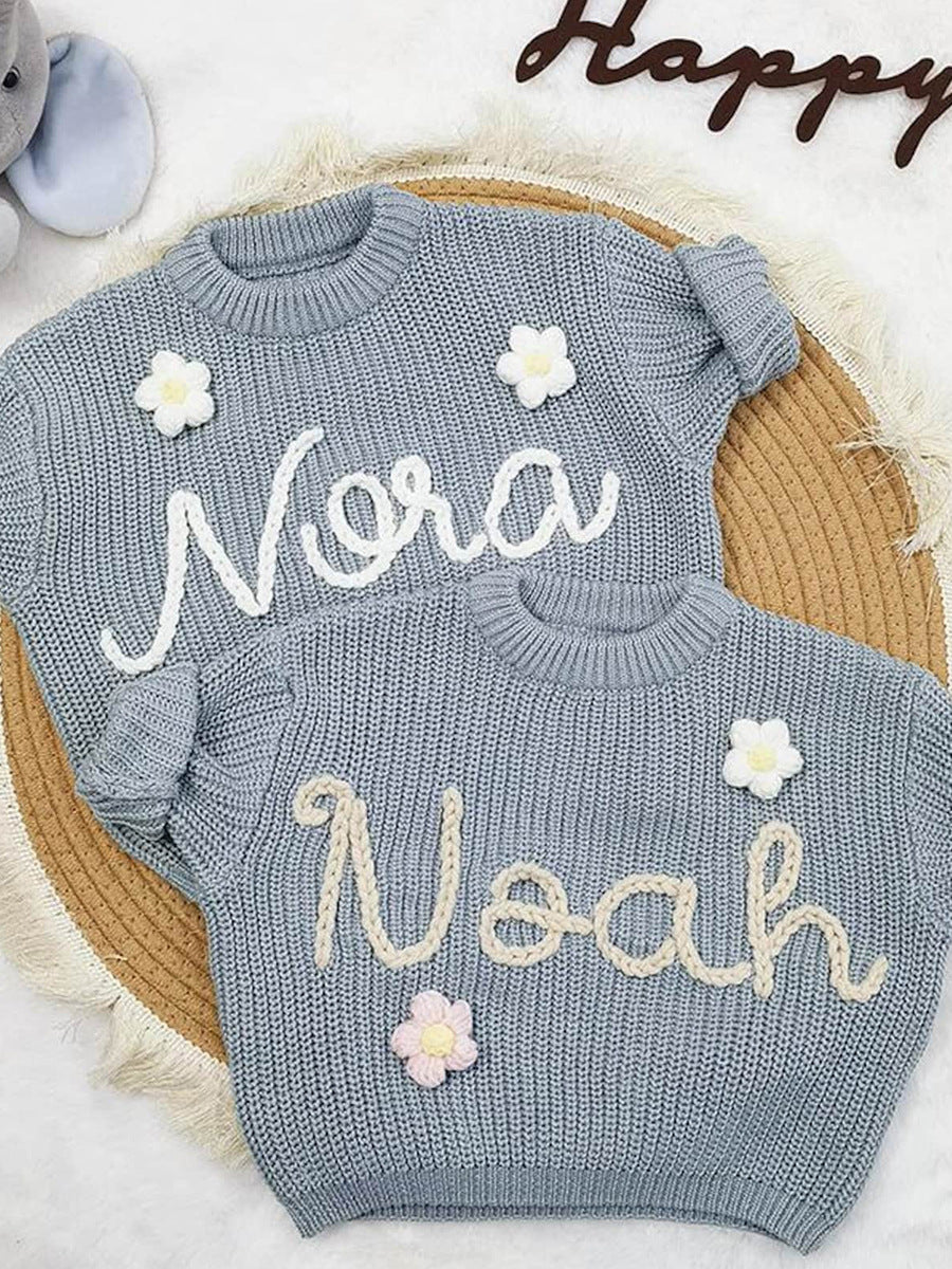 Weihnachts-/Babyparty-Geschenk – Personalisierter Namenspullover für Kleinkinder, gemütlich & festlich