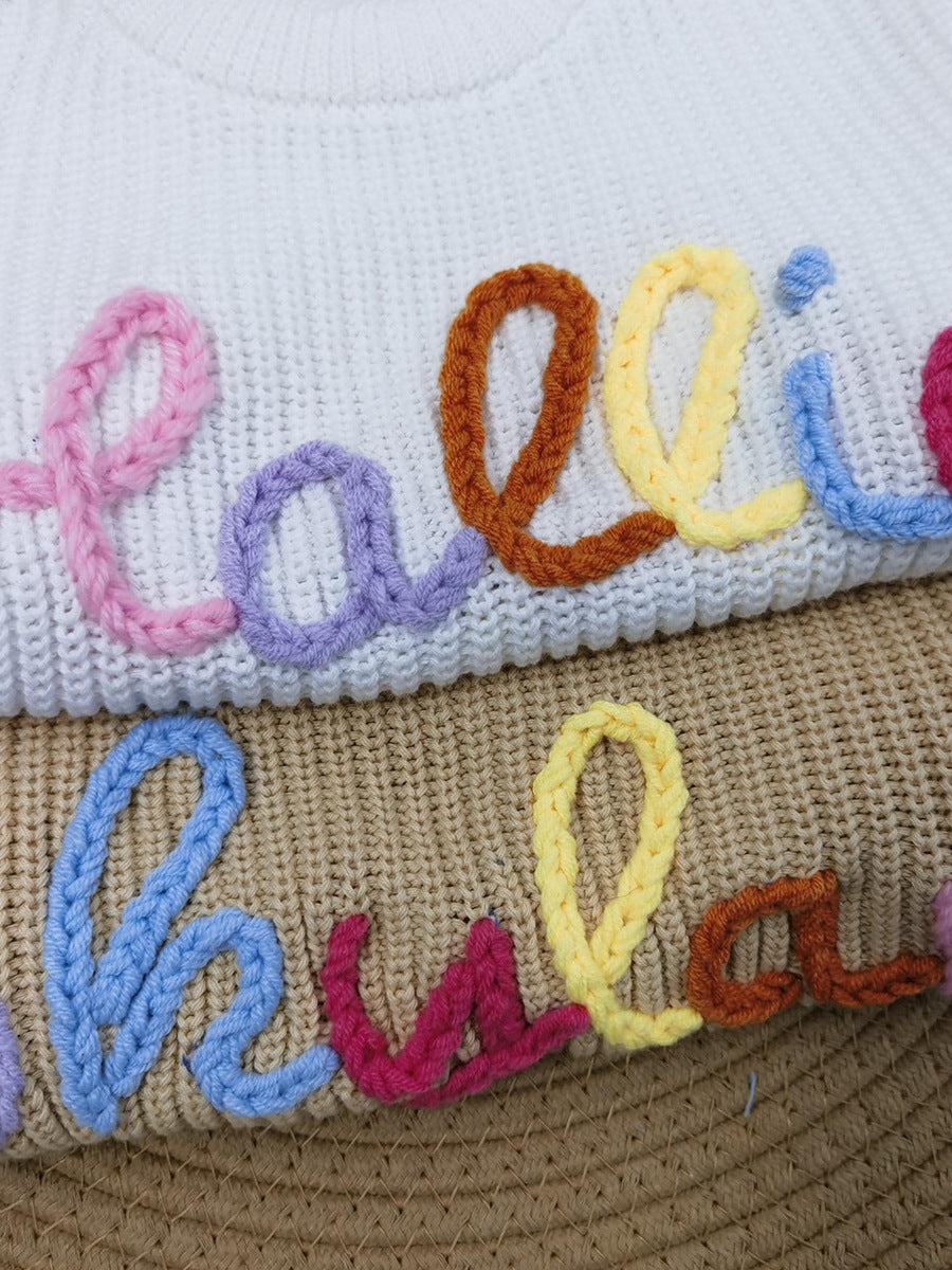 Weihnachts-/Babyparty-Geschenk – Personalisierter Namenspullover für Kleinkinder, gemütlich & festlich