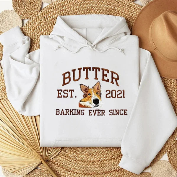 Individuell besticktes Personalisiertes besticktes Sweatshirt mit Haustiernamen, individuelles Hundegesicht, Kapuzenpullover, Geschenk für Haustierliebhaber