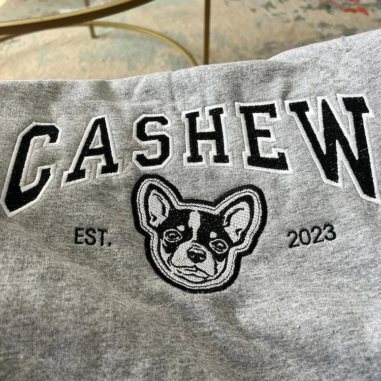 Individuell besticktes Personalisiertes besticktes Sweatshirt mit Haustiernamen, individuelles Hundegesicht, Kapuzenpullover, Geschenk für Haustierliebhaber