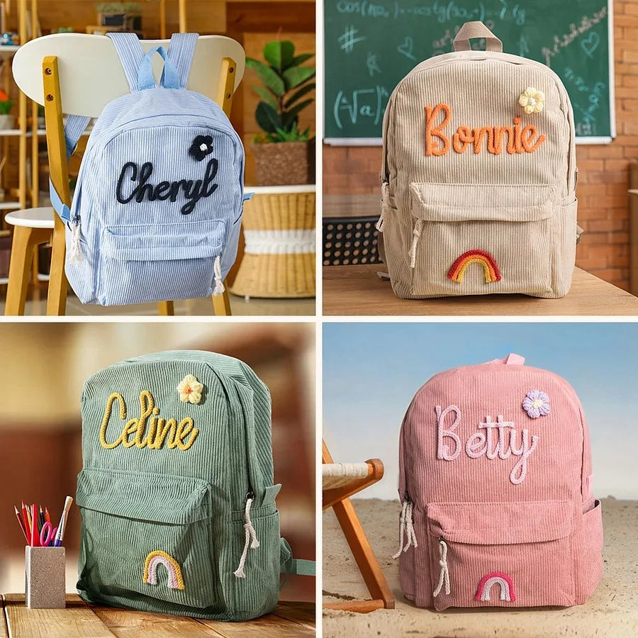 Personalisiertes Kinder Rucksäckchen aus Cord – Mit Namensaufdruck