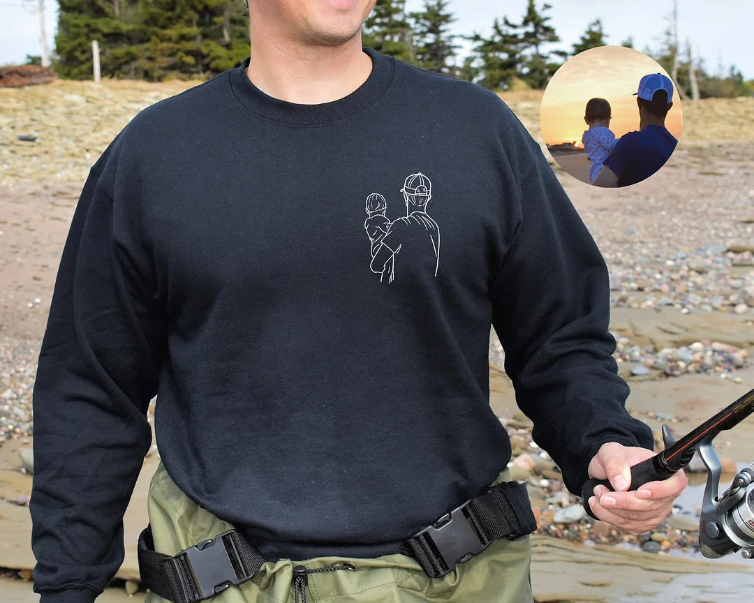 Weihnachtsgeschenke Papa Bestickter Pullover Individuell Besticktes Porträt-Foto-Sweatshirt