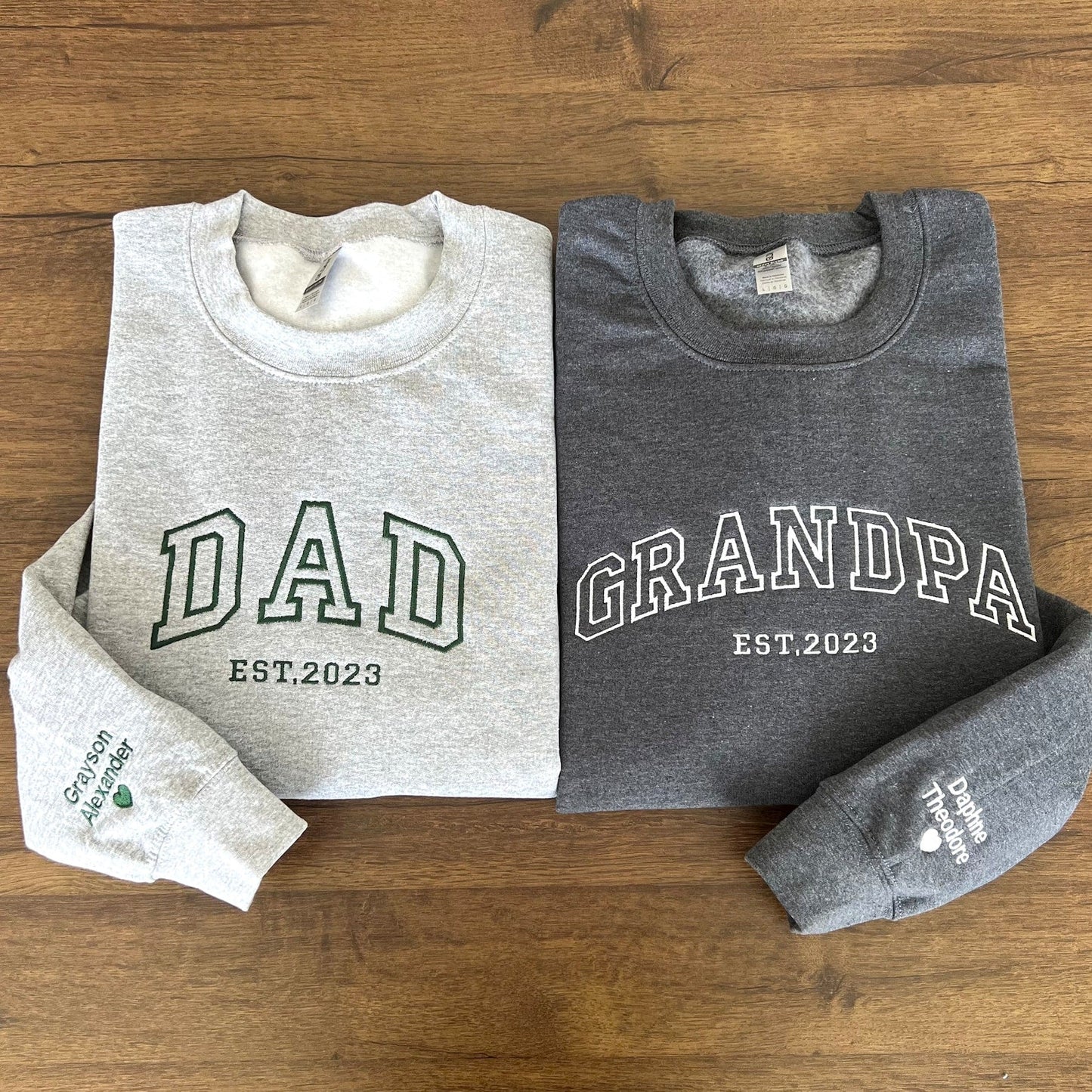 Besticktes Sweatshirt mit Namen, Opa-Shirt mit Datum, Papa-Shirt mit dem besten Jahr, Geschenk für neuen Papa, Vatertagsgeschenk