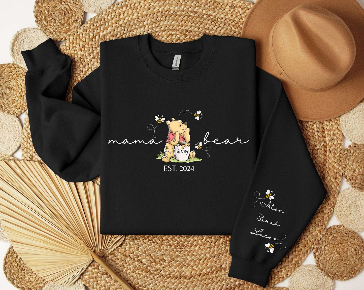 Personalisiertes Mama Bär Sweatshirt, Mama Est mit Kindernamen auf dem Ärmel Sweatshirt, Personalisiertes Mama Sweatshirt, Personalisiertes Muttertagsgeschenk, Neues Mama T-Shirt