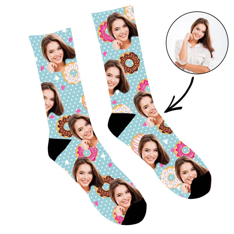 Custom Face Socks Cute Donuts Socks - Make Custom Gifts