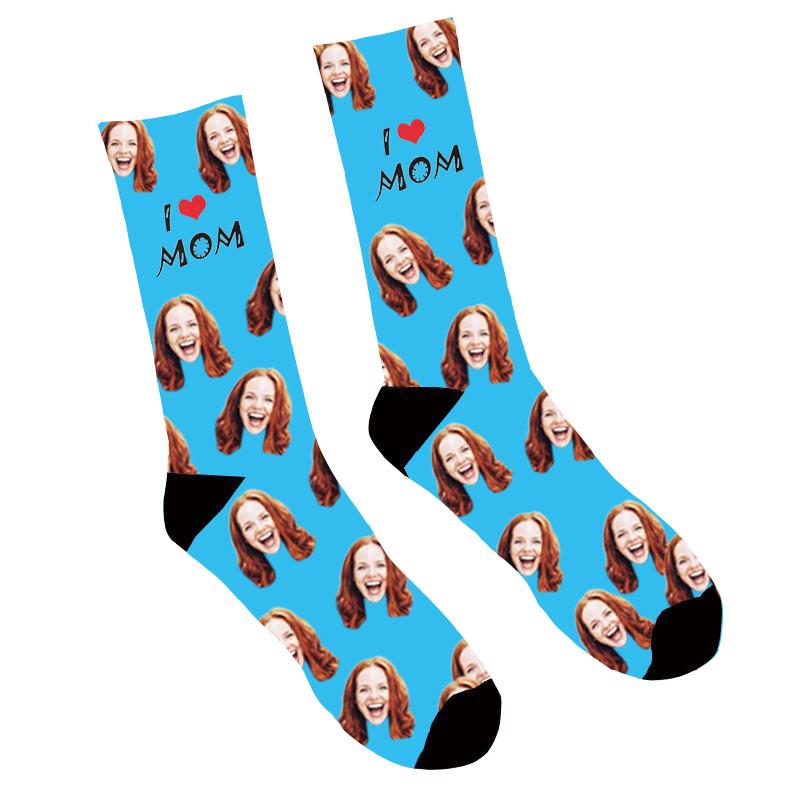 Custom Face Socks I Love Mom - Make Custom Gifts