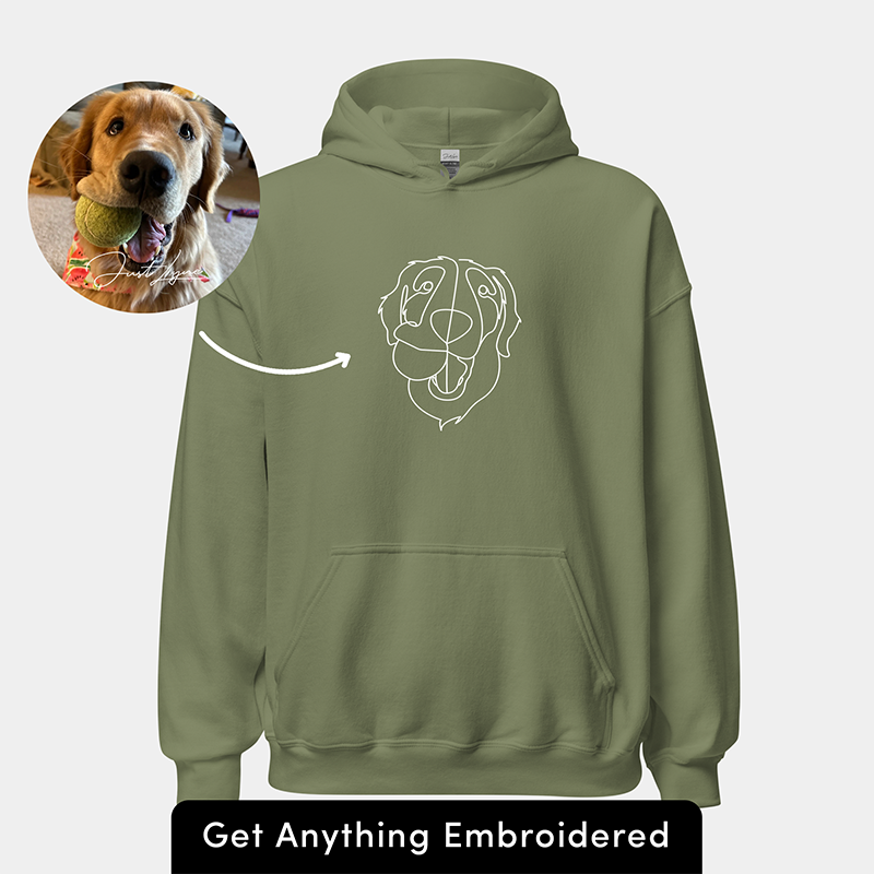 Personalisiertes, mit Haustieren besticktes Sweatshirt in der Mitte
