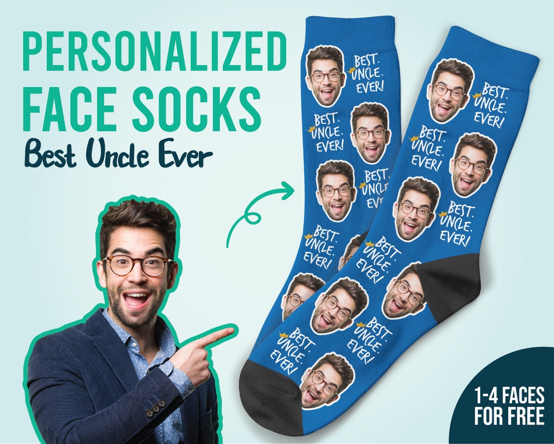 Socken mit dem besten Onkel aller Zeiten. Personalisierte Onkel-Gesichtssocken