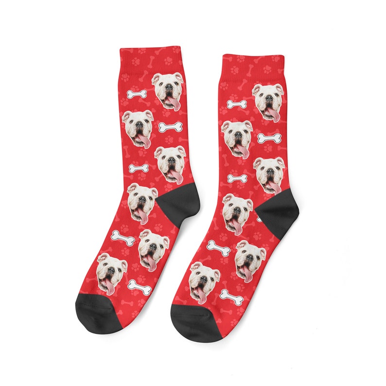 Ein Knochen für Hundesocken mit individuellem Hundegesicht