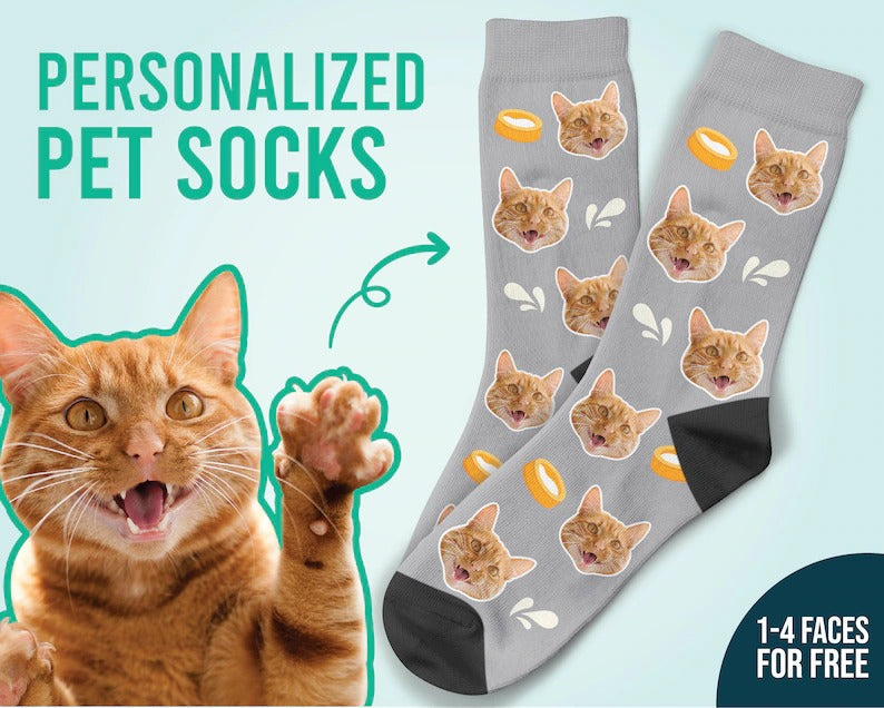 Benutzerdefinierte Katzensocken Milchige Socken Benutzerdefiniertes Katzengesicht