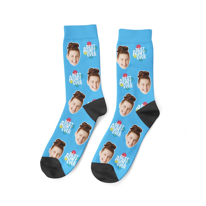 Socken für die beste Tante aller Zeiten. Personalisierte Socken mit Tante-Gesicht