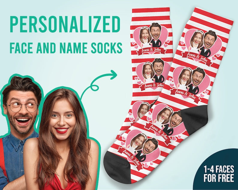 Hochzeitsgeschenk, individuelle Gesichtssocken, einzigartiges Geschenk