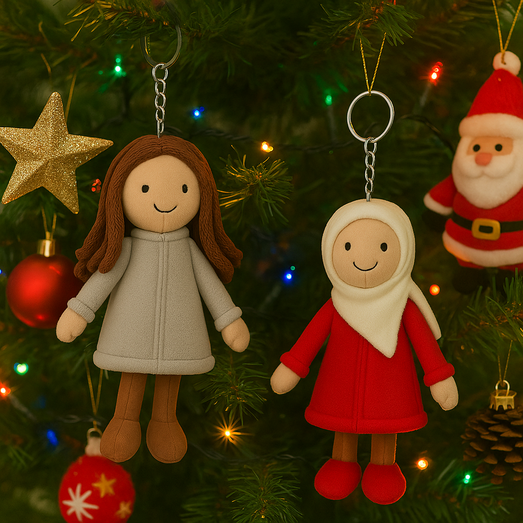 Personalisierter 3D-Plüschpuppen-Schlüsselanhänger/Kissen mit Schwesterfoto