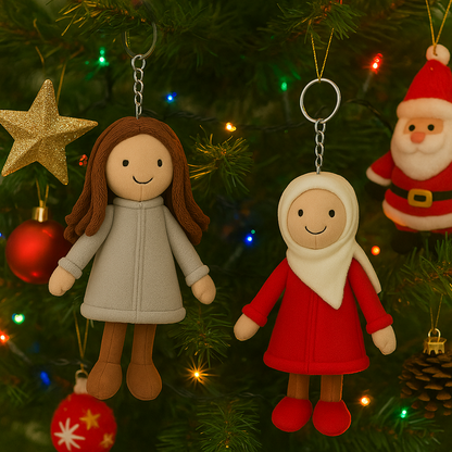 Personalisierter 3D-Plüschpuppen-Schlüsselanhänger/Kissen mit Schwesterfoto