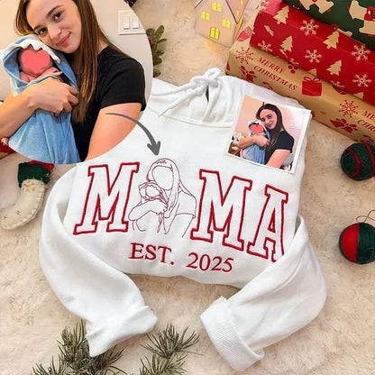 Personalisiertes Familien-Sweatshirt – Individuelles Porträt mit Namen für Mama & Papa