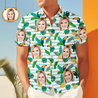 Custom Face Shirt Herren Hawaiihemd Spechtblätter