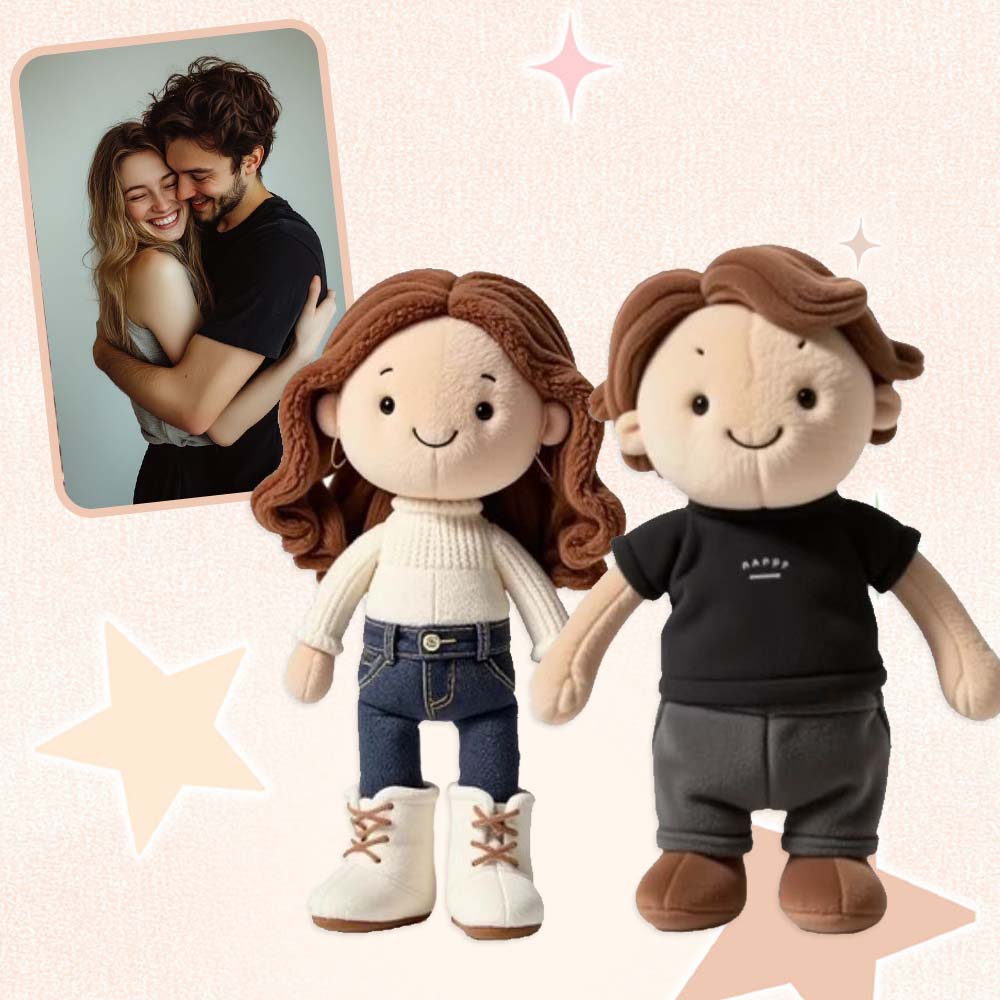 Personalisierter Schlüsselanhänger mit Familienfoto-Plüschpuppe – Weihnachtsgeschenk