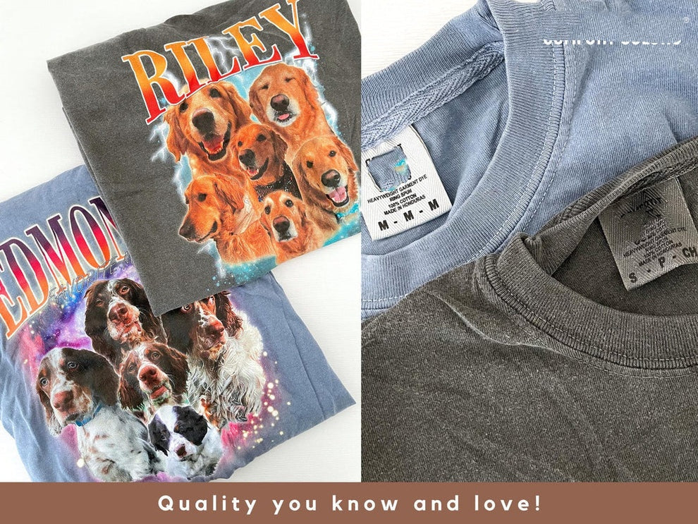 Benutzerdefinierte Comfort Colors Vintage Haustier-T-Shirt, Haustierfoto + Name, individuelles Hunde-Shirt, personalisiertes Shirt, individuelle T-Shirts für Menschen, Katzen-Shirt, 90er-Jahre-T-Shirt