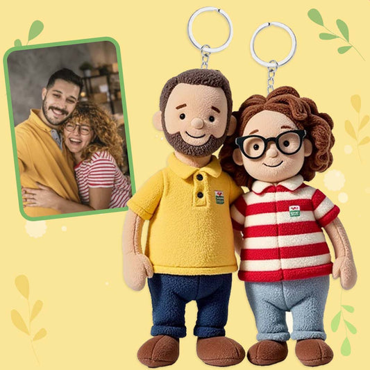 Personalisiertes Paarfoto, Familiengeschenk, Plüschpuppe Schlüsselanhänger
