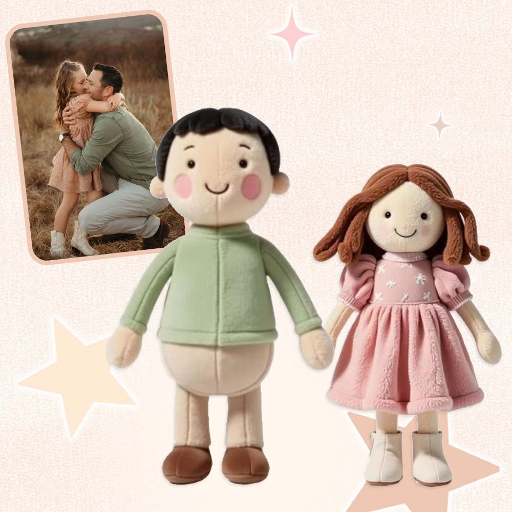 Personalisierter Schlüsselanhänger mit Familienfoto-Plüschpuppe – Weihnachtsgeschenk