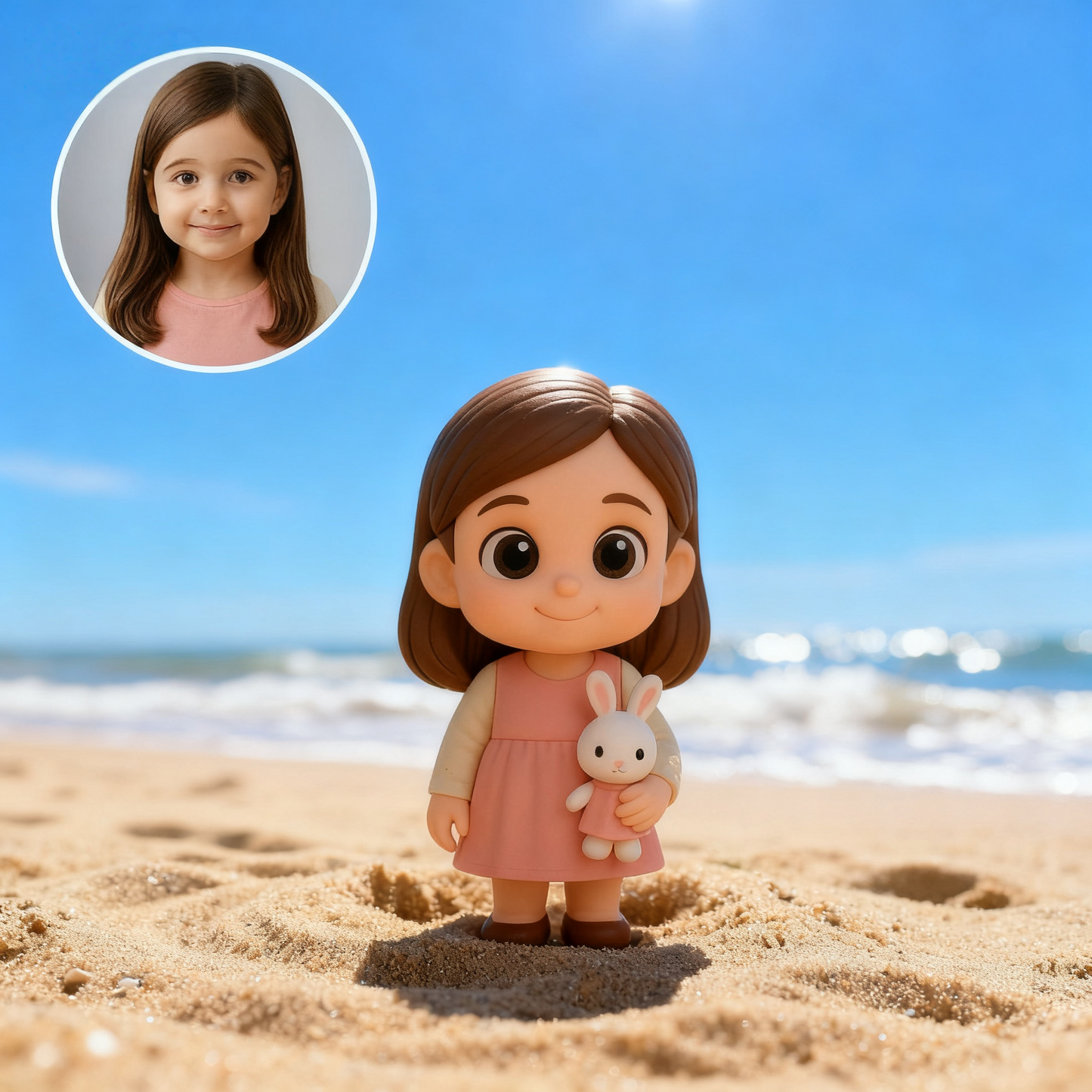 Personalisierte 3D-Actionfigur aus Foto – Niedliche Mädchenfigur | Individuelles 3D-Minifigur-Geschenk für Kinder
