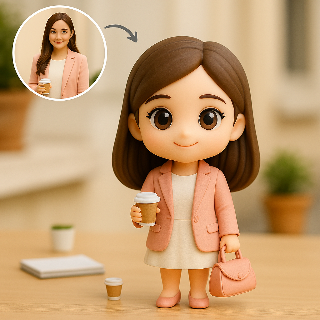 Personalisierte 3D-Actionfigur vom Foto – Geschäftsfrau Mini-Figur, individuelles Geschenk für Frauen