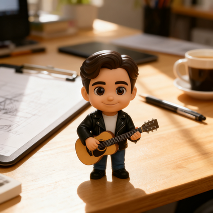 Personalisierte 3D-Actionfigur vom Foto – Musiker Mini-Figur, individuelles 3D-Geschenk für Musikliebhaber