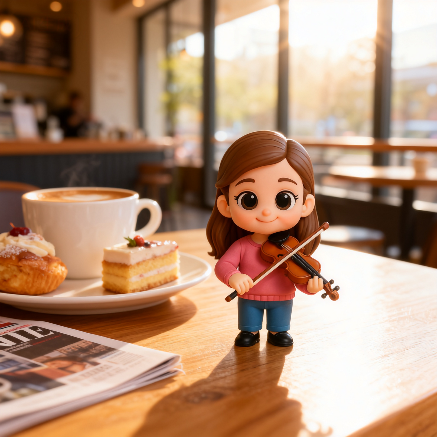 Personalisierte 3D-Musikmädchen-Figur vom Foto – individuelles Geschenk für Musikliebhaber und Künstler