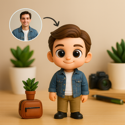 Personalisierte 3D-Fashion-Figur aus Foto – Einzigartiges Geschenk für stilvolle Jungen und Männer