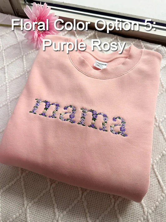 Personalisiertes, besticktes Mama-Sweatshirt mit Blumenmotiv