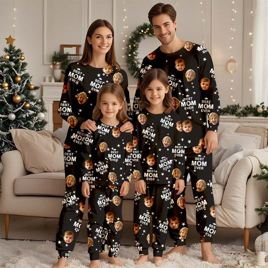 Personalisierter Foto-Pyjama, personalisiertes Gesichts-Pyjama-Set, Haustier-Pyjama für Damen und Herren, Party-Geschenk für Familie, Weihnachten, Kinder-Pyjama-Set, Pyjama-Party