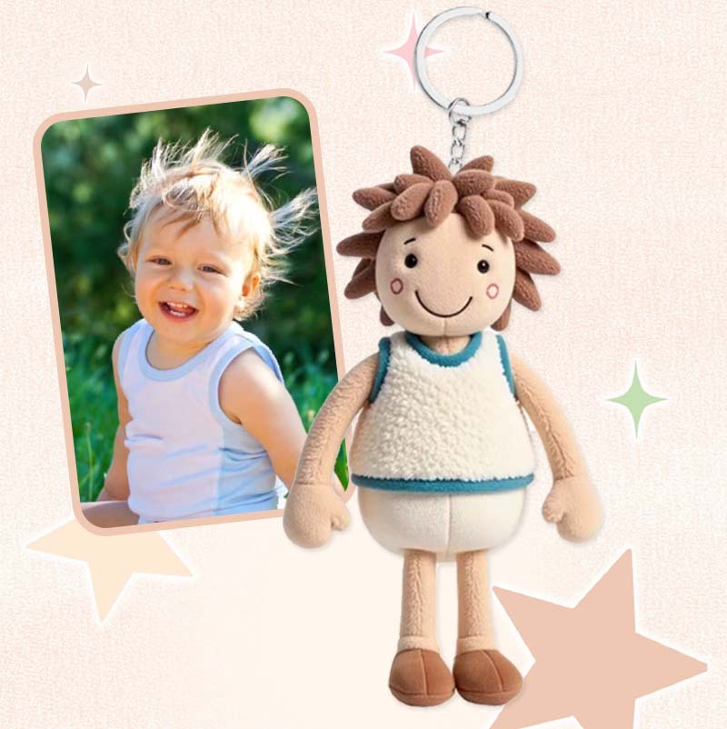 Personalisierte Foto-Plüschpuppe, Plüsch-Schlüsselanhänger, Weihnachtsgeschenk für Sie, personalisierter Plüschpuppen-Taschenanhänger für Paare