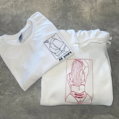 Personalisierter Partner-Hoodie mit Liebesstickerei – Einzigartiges Erinnerungsstück für besondere Tage