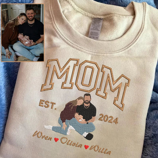 Familienporträt Kapuzenpullover personalisierter Sweater mit Illustration Muttertagsgeschenk